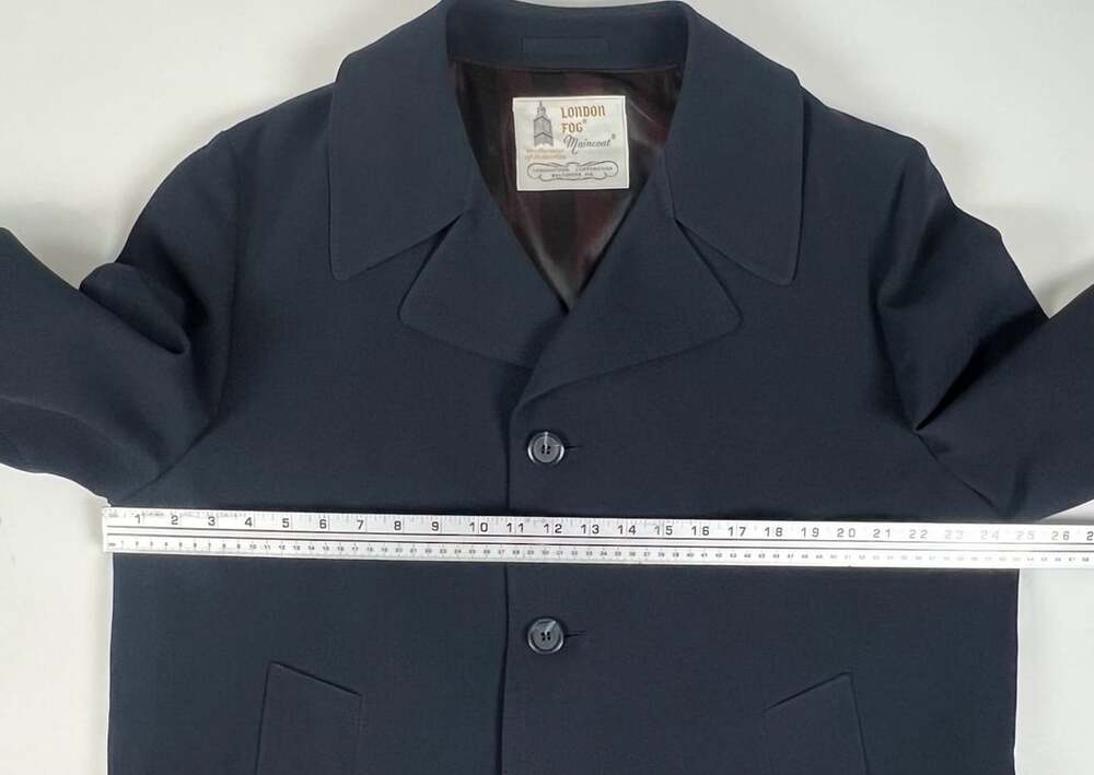 Vintage London Fog Maincoat Dark Blue Overcoat Trench Coat Mens Size 42 Regular - Picture 2 of 8